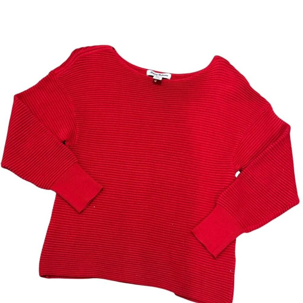 ❤️Tommy Bahama Red Ribbed Knit Boatneck Sweater | Minimalist | Classic | S
